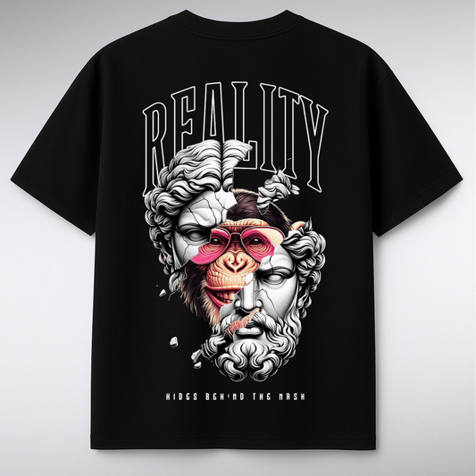 Reality Hides Behind the Mask Back‑Print Tee – Black | Rascal Nation