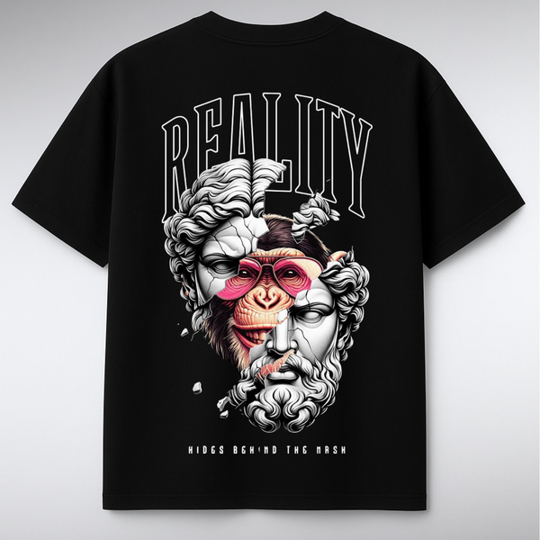 Reality Hides Behind the Mask Back‑Print Tee – Black | Rascal Nation