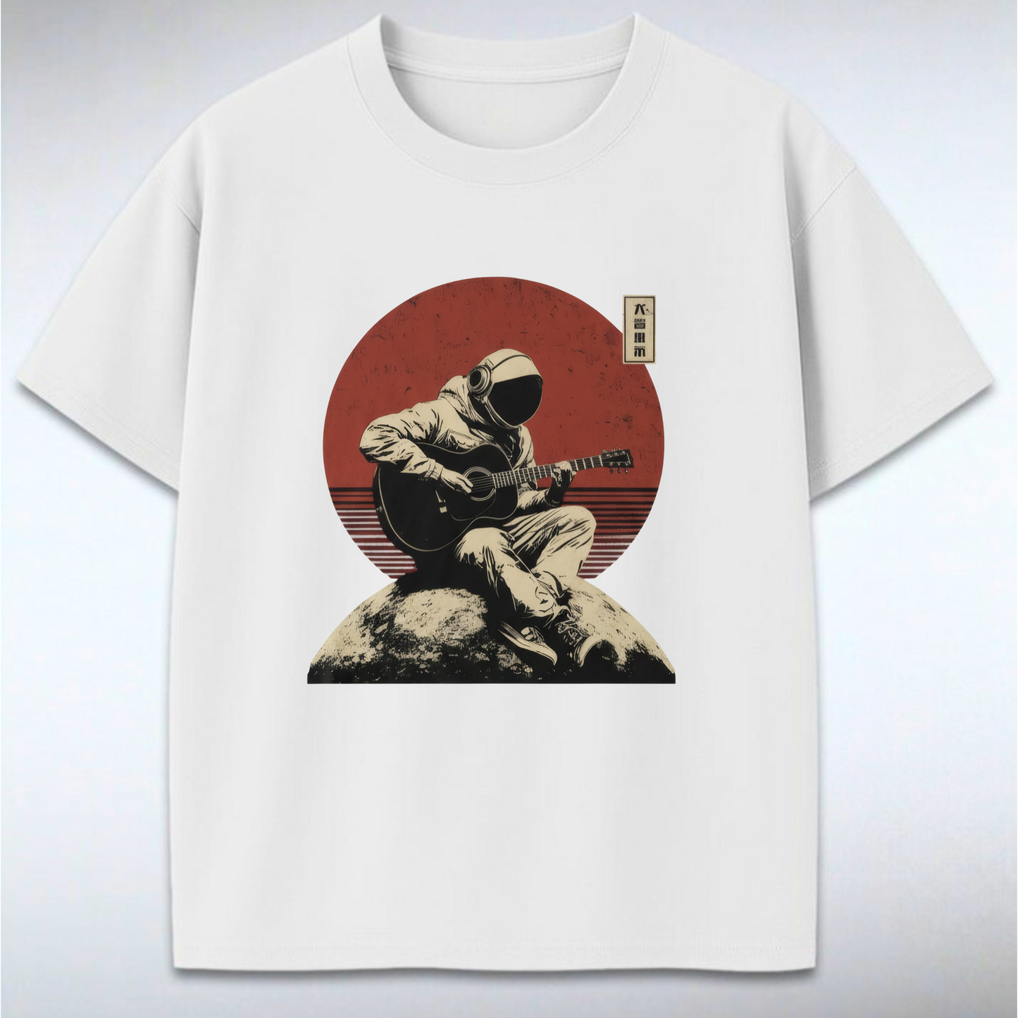 Astronaut Guitar Retro Sun Graphic T‑Shirt – Black | Rascal Nation